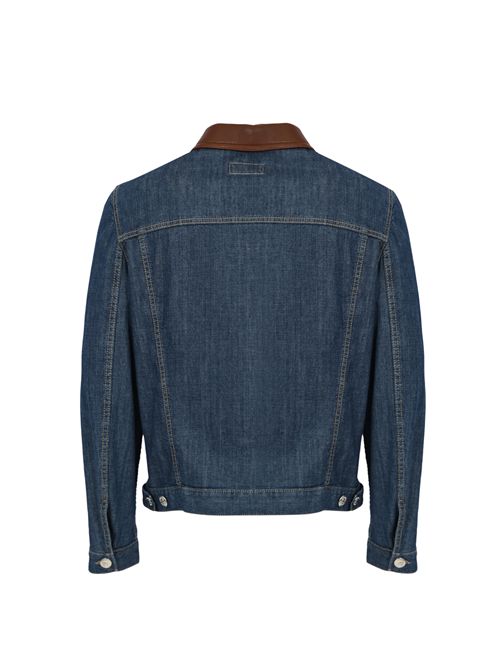 Giubbotto in denim con collo in pelle BRUNELLO CUCINELLI | MH2636914COH51